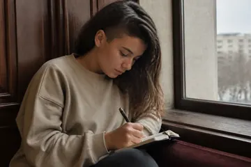 Sakin bir öğleden sonra pencere kenarındaki minderde küçük bir deftere bir şeyler yazan on yedi yaşında bir genç kız